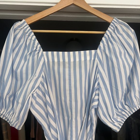 J. Crew Striped Midi Dress, blue & white, size XS - Picture 4 of 9